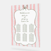 Whimsical Stripe Handwritten Wedding Seating Chart アクリルサイン (傾斜)