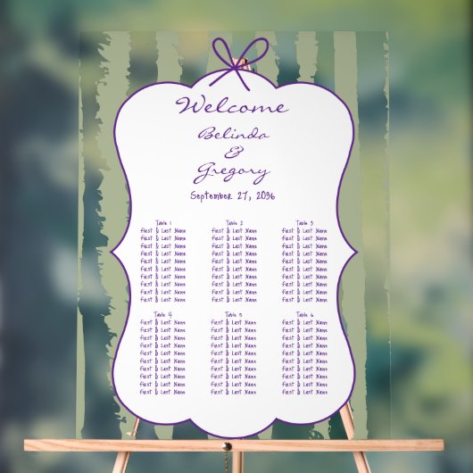 Whimsical Stripe Handwritten Wedding Seating Chart アクリルサイン (ニュートラル)