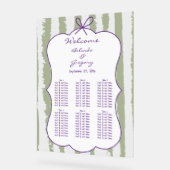 Whimsical Stripe Handwritten Wedding Seating Chart アクリルサイン (傾斜)