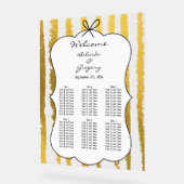 Whimsical Stripe Handwritten Wedding Seating Chart アクリルサイン (傾斜)