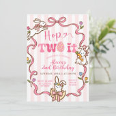 Whimsical Stripes Bunny Hop TWO it Birthday Invita 招待状 (スタンド正面)