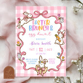 Whimsical Stripes Easter Brunch and Egg Hunt invit 招待状