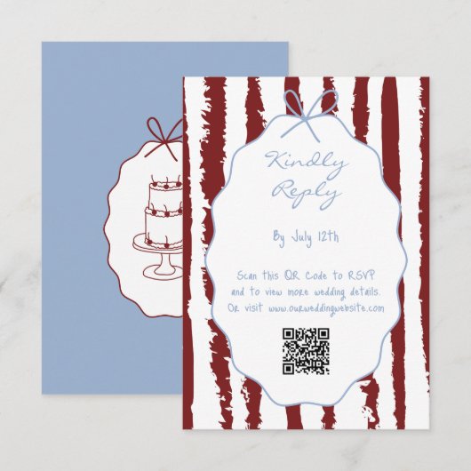 Whimsical Stripes Handwritten Painted Wedding エンクロージャーカード (正面/裏面)
