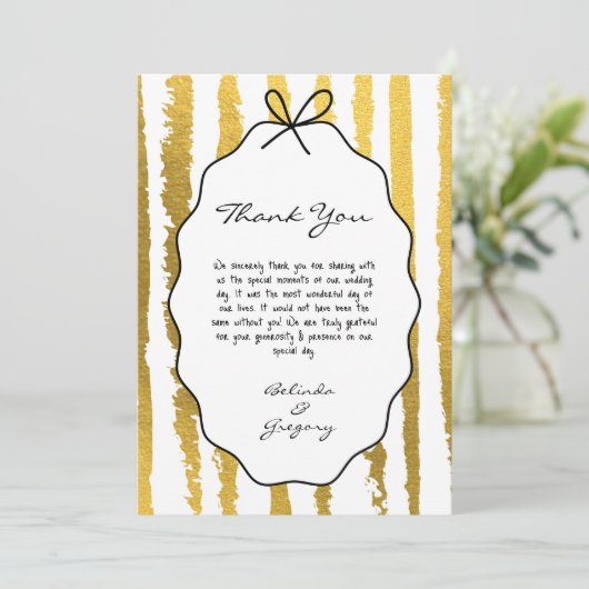 Whimsical Stripes Handwritten Painted Wedding サンキューカード (スタンド正面)