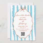 Whimsical Stripes Handwritten Painted Wedding  セーブザデート (正面)