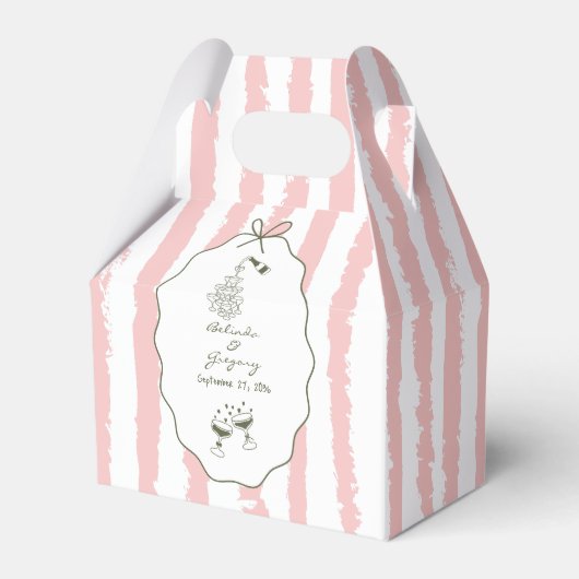 Whimsical Stripes Handwritten Painted Wedding フェイバーボックス (正面サイド)