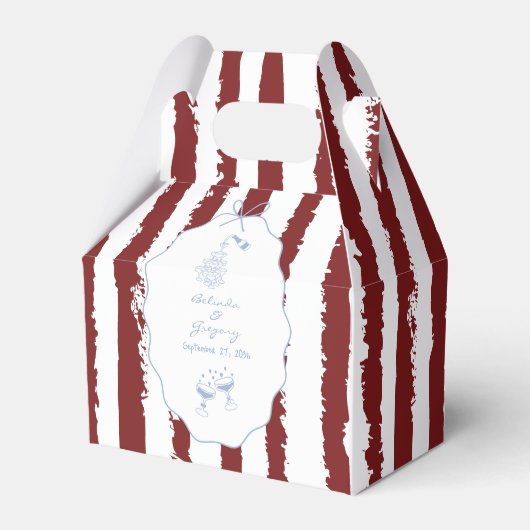 Whimsical Stripes Handwritten Painted Wedding フェイバーボックス (正面サイド)