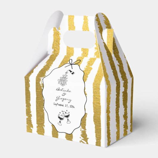 Whimsical Stripes Handwritten Painted Wedding  フェイバーボックス (正面サイド)