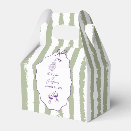Whimsical Stripes Handwritten Painted Wedding  フェイバーボックス (正面サイド)