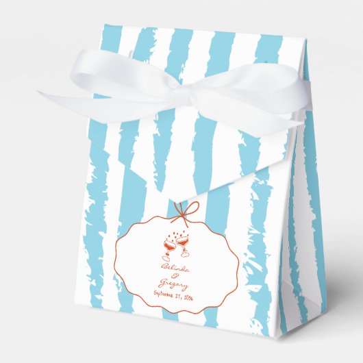Whimsical Stripes Handwritten Painted Wedding フェイバーボックス (正面サイド)