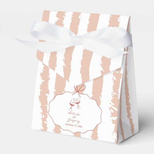 Whimsical Stripes Handwritten Painted Wedding  フェイバーボックス (正面サイド)
