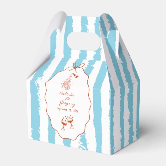 Whimsical Stripes Handwritten Painted Wedding  フェイバーボックス (正面サイド)