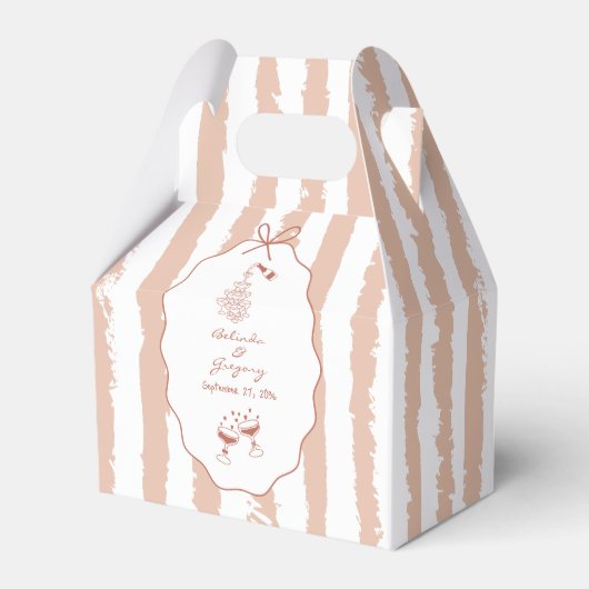 Whimsical Stripes Handwritten Painted Wedding  フェイバーボックス (正面サイド)
