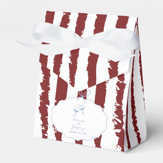 Whimsical Stripes Handwritten Painted Wedding フェイバーボックス (正面サイド)