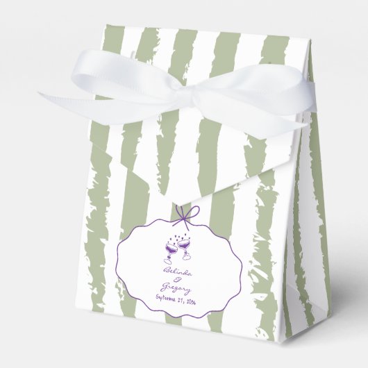 Whimsical Stripes Handwritten Painted Wedding  フェイバーボックス (正面サイド)