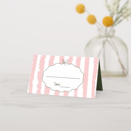 Whimsical Stripes Handwritten Painted Wedding  プレイスカード (正面)