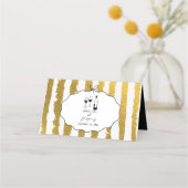 Whimsical Stripes Handwritten Painted Wedding  プレイスカード (裏面)