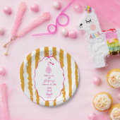 Whimsical Stripes Handwritten Painted Wedding ペーパープレート (パーティー)