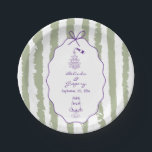 Whimsical Stripes Handwritten Painted Wedding  ペーパープレート<br><div class="desc">A whimsical hand drawn illustration wedding design suite in green and purple. This contemporary modern wedding design is ideal for all seasons especially Spring and Summer. A contemporary, fun and whimsical wedding hand drawn and hand written look design perfect for destination weddings. A retro green and purple hand illustrated and...</div>