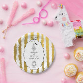 Whimsical Stripes Handwritten Painted Wedding  ペーパープレート (パーティー)