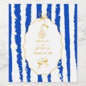 Whimsical Stripes Handwritten Painted Wedding  ワインラベル (シングルラベル)