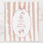 Whimsical Stripes Handwritten Painted Wedding  ワインラベル (シングルラベル)