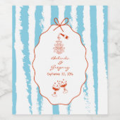 Whimsical Stripes Handwritten Painted Wedding  ワインラベル (シングルラベル)