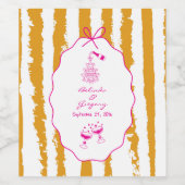 Whimsical Stripes Handwritten Painted Wedding  ワインラベル (シングルラベル)