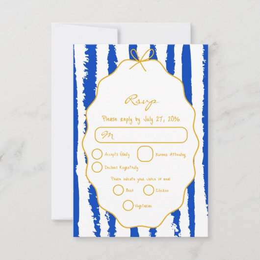 Whimsical Stripes Handwritten Painted Wedding 出欠カード (正面)