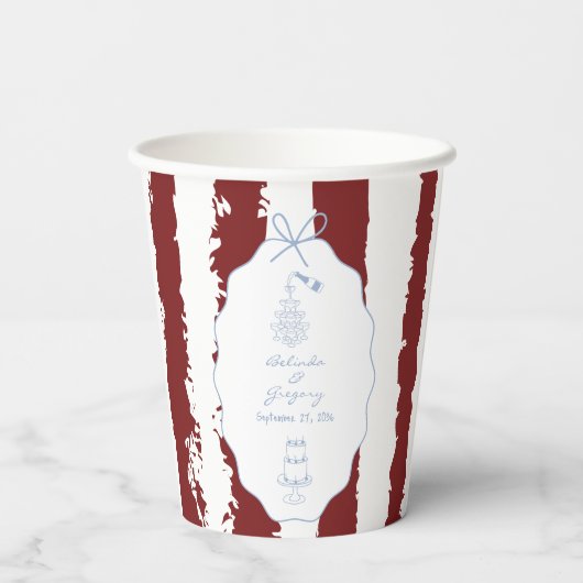 Whimsical Stripes Handwritten Painted Wedding  紙コップ (裏面)