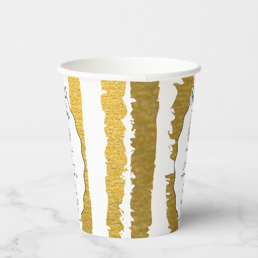 Whimsical Stripes Handwritten Painted Wedding 紙コップ (右)