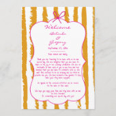 Whimsical Stripes Handwritten Wedding Itinerary プログラム (正面)