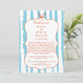 Whimsical Stripes Handwritten Wedding Itinerary プログラム (スタンド正面)