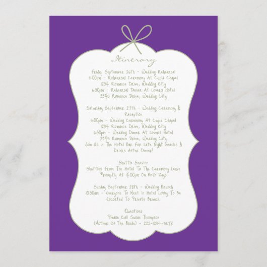 Whimsical Stripes Handwritten Wedding Itinerary プログラム (裏面)