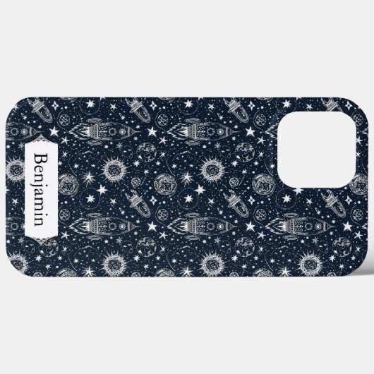 Whimsical Stylish Stars Rocket Spaceship Custom Case-Mate iPhoneケース (裏面 (横))