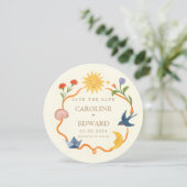 Whimsical Sun and Moon Round Save the Date 招待状 (スタンド正面)
