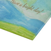 Whimsical Sun Watercolor "Have a Bright Day" カッティングボード (角)