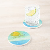 Whimsical Sun Watercolor "Have a Bright Day" コースター (側面)