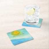 Whimsical Sun Watercolor "Have a Bright Day" スクエアペーパーコースター (インサイチュ)