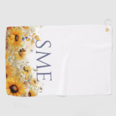 Whimsical Sunflower Meadow Monogram – ゴルフタオル (横)