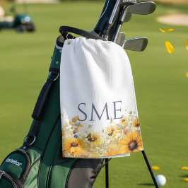 Whimsical Sunflower Meadow Monogram – ゴルフタオル