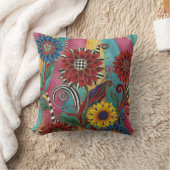 Whimsical Sunflower Throw Pillow – Bold Boho Gift クッション (ブランケット)
