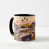 Whimsical Sunset Village Mug マグカップ (正面左)