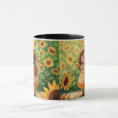 Whimsical Sunshine Girl with Cat – Kind Ones Coffe マグカップ (中央)