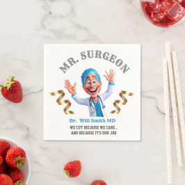 Whimsical Surgeon Cartoon Art for Doctor Appreciat スタンダードカクテルナプキン