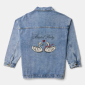  whimsical Swan Love Wedding Party Jacket デニムジャケット (裏面)