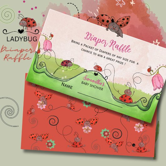 Whimsical Sweet Little Lady Ladybug Diaper Raffle  エンクロージャーカード