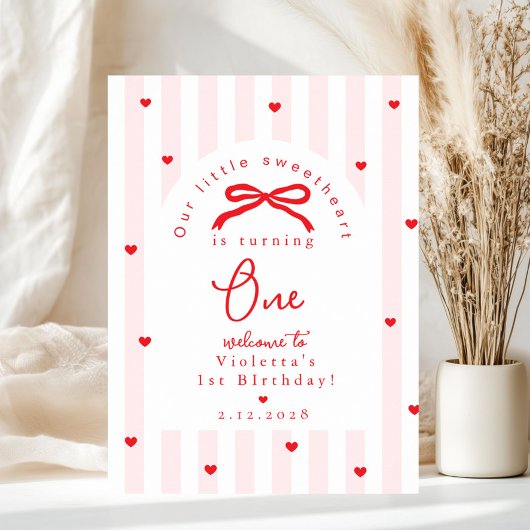 Whimsical Sweetheart 1st Birthday Welcome ポスター