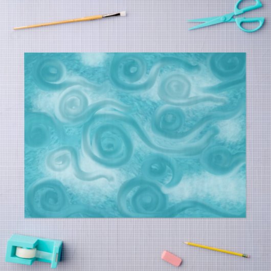 Whimsical Swirly Sky Blue Pattern Decoupage 薄葉紙 (クラフト)