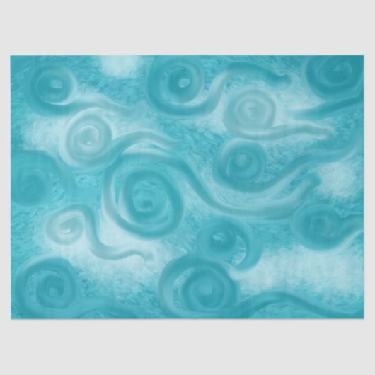 Whimsical Swirly Sky Blue Pattern Decoupage 薄葉紙 (正面)